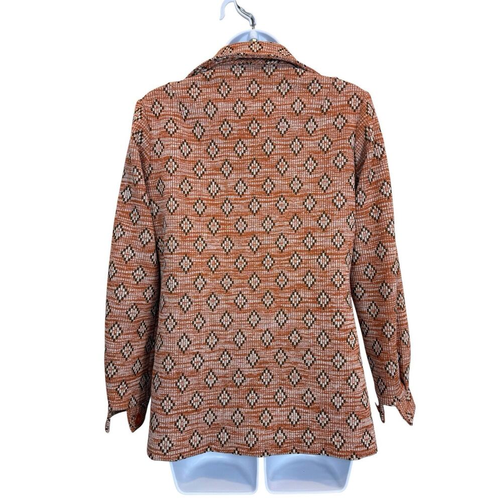 Vintage Koko Jacket Womens Medium Orange Brown Knit Geometric Retro 70s - Picture 7 of 14